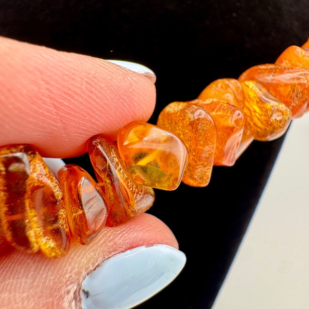Vintage‎ Natural Baltic Amber Chunky Chip Necklace Graduated Cognac Honey 30in - Picture 3 of 14